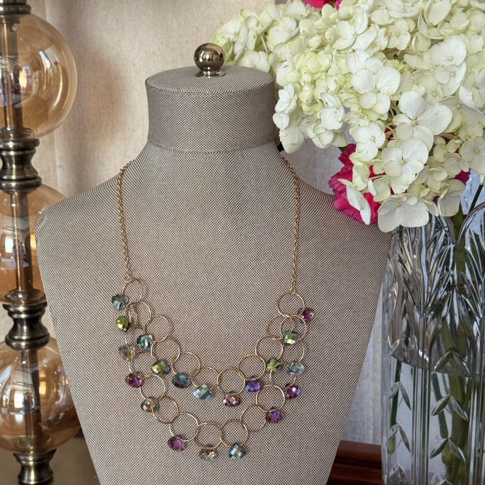 Vintage Gold and Crystal Artisan Necklace
